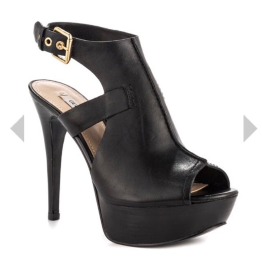 Guess Black leather platforms